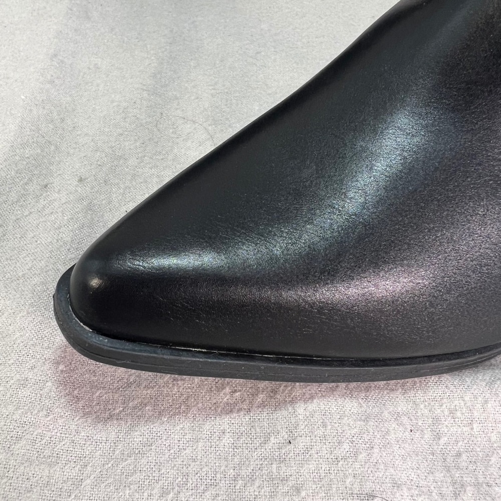 Black Pointed Toe Block Heel Ankle Booties Edgy Street Style Night Out 7.5 - Picture 3 of 16